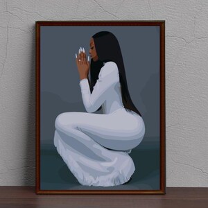 Black Woman Praying Wall Art, Black Woman Art, African American Art, Abstract Art, African Wall Art, Black Girl Magic Art, Afro Art