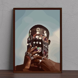 Afro-Futuristic Black Man Art Print: Melanin Wall Decor
