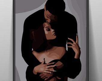 Black Love Art Print: Abstract African American Couple (Digital Download)