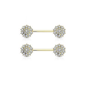 Curved Nipple Barbell 14G Body Jewelry - Nipple Stud - Nipple Piercings Bar - Nipple accessories - Gold nipple bar