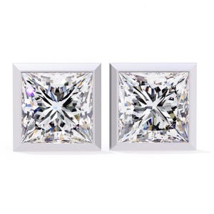 1ct diamond studs Princess Cut Diamond Studs - Lab Grown 14K Gold Earrings - Modern Engagement Wedding Gift for Women