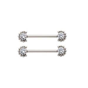 Curved Nipple Barbell 14G Body Jewelry - Nipple Piercings 14K Gold Bar - Nipple accessories - Diamond nipple bar - Body jewelry nipple