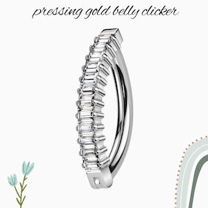 Belly Clicker gift for her Ring Lab Grown Diamonds 14K Gold Navel Piercing Elegant Belly Bar Clicker, Gift for Her, Diamond Belly Clicker