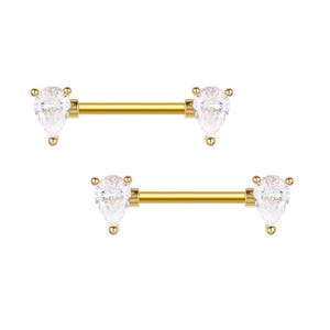 nipple bar - Nipple piercing Barbell - Pear Shape Diamond Nipple jewelry - body piercing Barbell - Breast Jewelry - 16G Barbell