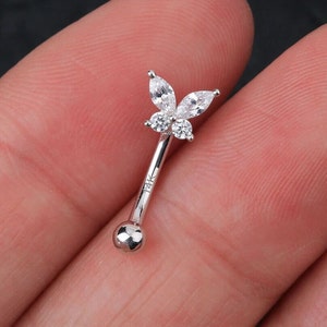 Eyebrow Jewelry Curved Barbell for Helix Rook Piercing Minimalist Cartilage Piercing 16G Internal Thread 14K Gold Diamond Barbell