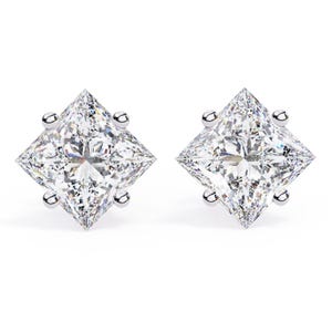 Princess Cut Lab Grown Diamond Studs: Men&#39;s Solitaire Earrings