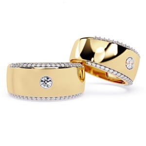 Conjunto de anéis vintage para casal: alianças de casamento com diamantes cultivados em laboratório