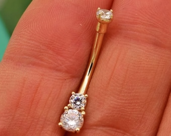 IGI Certified Lab Diamond Belly Ring | 14K Solid Gold Navel Jewelry