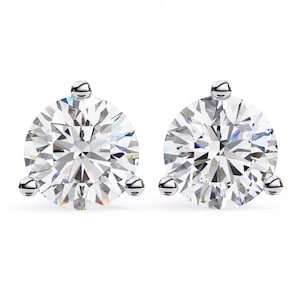 round cut diamond studs lab grown diamond earring Dainty Lab Grown Studs in White Gold - April Birthstone Jewelry