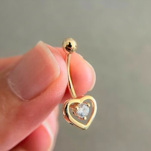 Valentine&#39;s Day Gift 14K Gold Moissanite Belly Button Ring Trendy Nature-Inspired Jewelry Curved Barbell Summer Jewelry Belly Ring