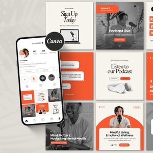 100 Podcast Instagram Post & Story Templates | Podcast | Podcast Template | Podcast Post | Canva Template | Instagram Template
