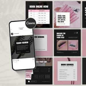 100 Lash Extension Instagram Post & Story Templates | Lash Artist | Lash Extensions | Editable Lash Tech Instagram Canva Templates