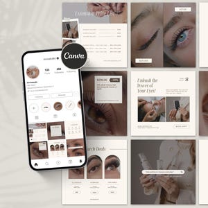 100 Lash Tech Instagram Post & Story Templates | Lash Artist | Lash Extensions | Lash Tech Instagram Canva Templates