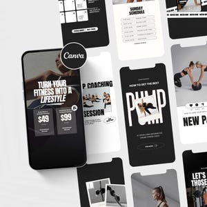 Plantillas de historias de Instagram para entrenadores de fitness / Publicaciones editables en Canva (100)