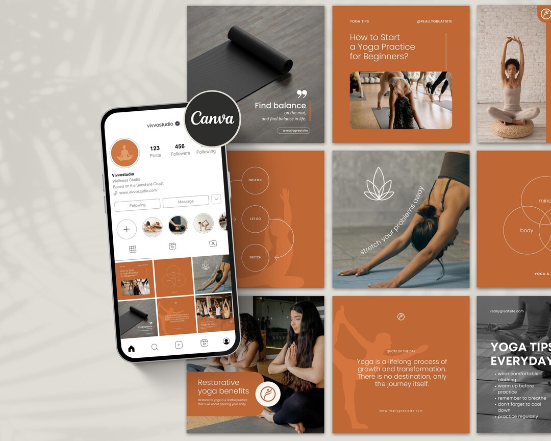65 Yoga Instagram Post & Story Templates | Yoga | Yoga Template | Yoga ...