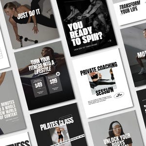 Plantillas de Canva para Instagram de entrenadores físicos / Kit de redes sociales para gimnasios / Paquete de contenido para entrenadores personales / 100 plantillas editables de Canva