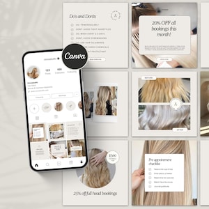 100 Hair Dresser/Hair Salon Instagram Post & Story Templates | Hair Salon | Hair Care Post | Hair Stylist | Canva Template | Hair Template
