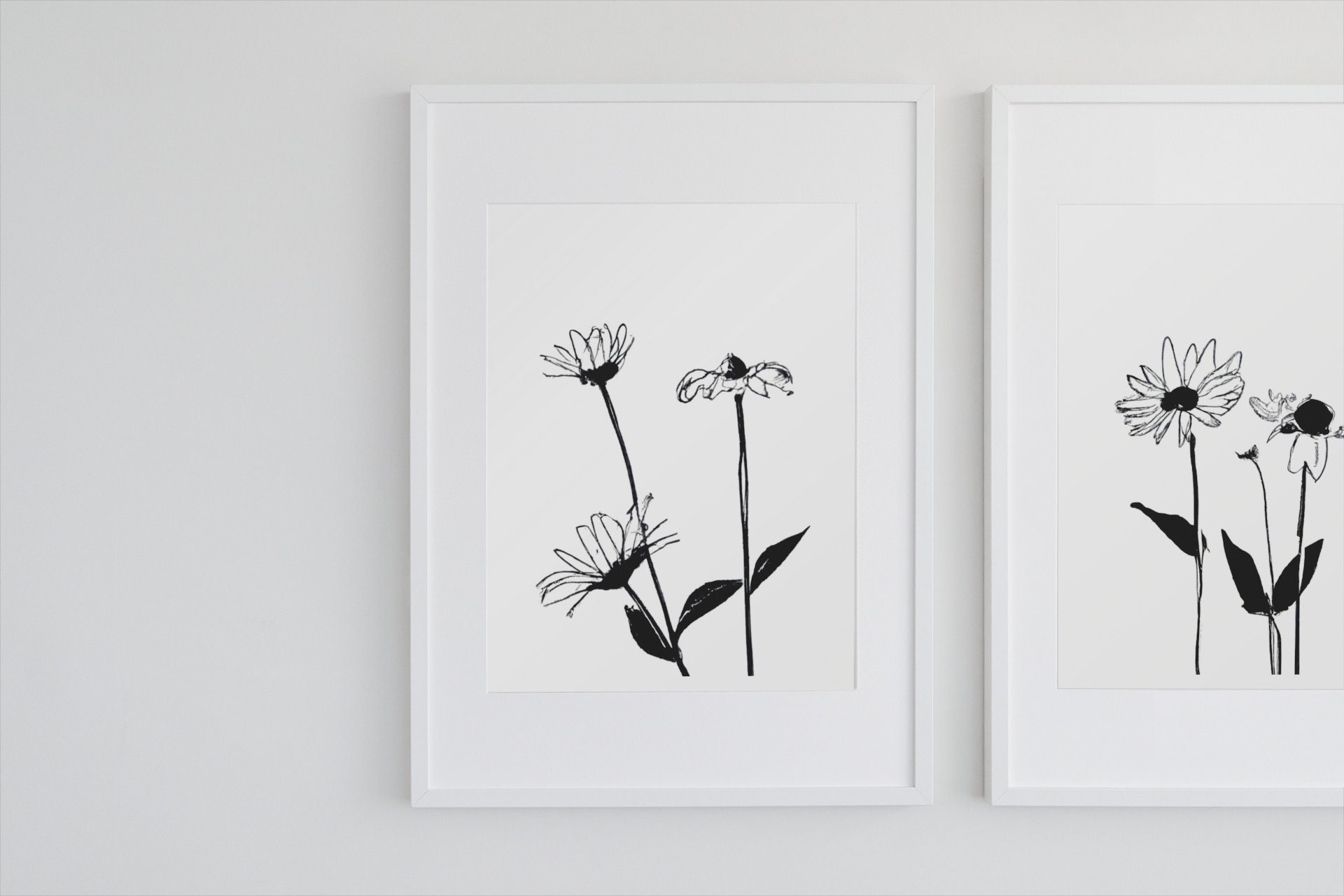 Minimalist Flower Line Drawing Print Set of 2 (Instant Download) - Etsy