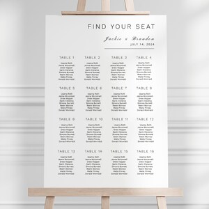 Modern Wedding Seating Chart Template, Elegant Event Seating Plan Sign, Classy Wedding, Editable Printable Templett - JACKIE