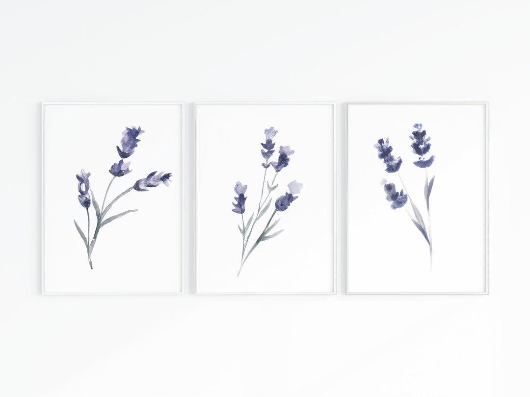 Lavender Watercolor Print Wall Art, Set of 3, Minimalist Purple Print ...