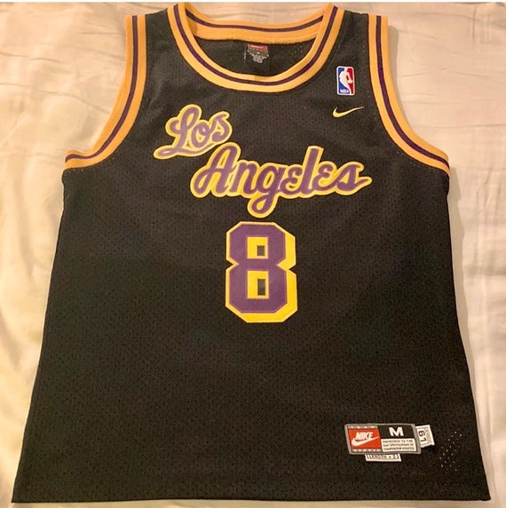 Vintage Los Angeles Lakers Kobe Bryant Nike Rewind Jersey Sewn M Black '57  Rare