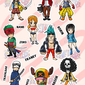 One Piece Stickers with names | 1 Pack | Anime Stickers
