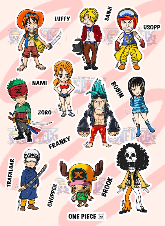 Pegatinas Calcomania One Piece Autos 5 Uds