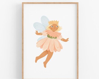 Fee Print | DRUCKBARE Fee Wand Kunst, Blumen Fee Kunstdruck, digitale Girly Wandkunst, wunderliche Wald Kinderzimmer, Mädchen Kleinkind Zimmer Dekor