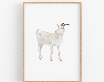 Goat Nursery Print | Printable Farm Nursery Decor, Farm Animals Poster, Rustic Farmhouse Wall Art, Baby Goat Farm Prints for Playroom