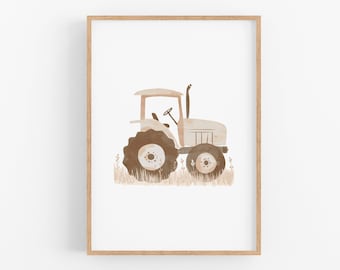 Tractor Print | Printable Farm Nursery Decor, Farm Themed Poster, Tractor Wall Art, Cute Barnyard Playroom Decor, Farmyard Tractor Art Print