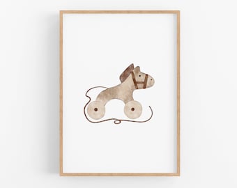 Toy Horse Print | PRINTABLE Nursery Wall Art, Rocking Horse Poster, Boy Nursery Decor, Kids Horse Print, Neutral Nursery Art, DIGITAL Print