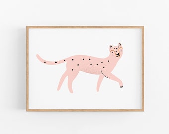 Pink Cheetah Print | Printable Jungle Kid's Room Decor, Jungle Theme Nursery Decor, Safari Pink Wall Art Cute Jaguar Leopard Animal Poster