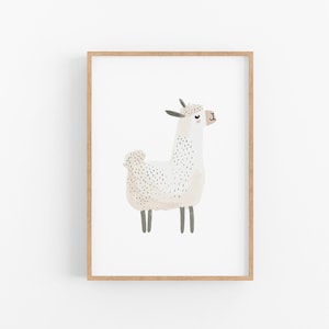 Arte de guardería de llamas / Decoración de guardería de granja imprimible, Póster de animales de granja, Arte de pared de llamas, Linda decoración de sala de juegos de corral, Impresión de alpaca de corral