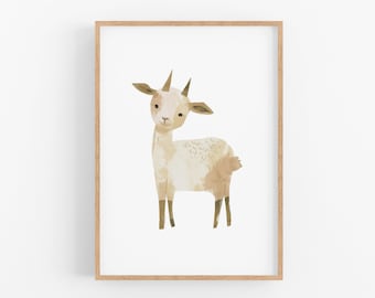 Goat Nursery Print | Printable Farm Nursery Decor, Farm Animals Poster, Rustic Farmhouse Wall Art, Little Lamb Farm Prints for Playroom