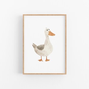 Duck Nursery Print | Printable Farm Nursery Decor, Farm Animals Poster, Rustic Farmhouse Wall Art Poster, Goose Print, Baby Girl Nursery