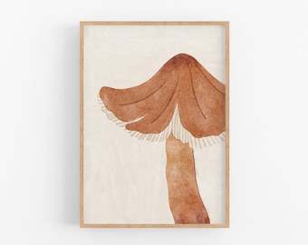 Mushroom Print | Printable Woodland Nursery Decor, Watercolor Woodland Boho Print, Gender Neutral Botanical Whimsical Cottagecore Wall Art