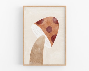 Mushroom Nursery Art Print | Printable Woodland Nursery Decor, Watercolor Woodland Boho Print, Gender Neutral Whimsical Cottagecore Wall Art