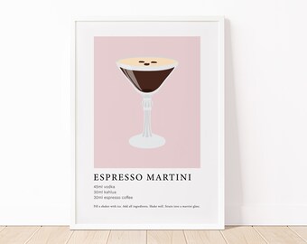 Espresso Martini Print, Bar Cart Sign, Cocktail Wall Art, Alcohol Prints, College Dorm Decor, Modern Appartement Decor Espresso Martini Poster