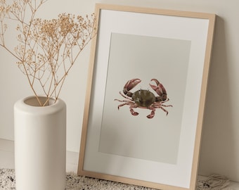 Crab Print | Printable Beach Decor Coastal Crab Wall Art Nautical Ocean Wall Art Coastal Decor Beach Print Poster Print for Beach House