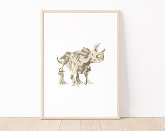 Triceratops Print | Dinosaur Printable, Watercolour Dinosaur Print, Nursery Wall Art, Kids Room Decor, Playroom Print, Friendly Dinosaur Art