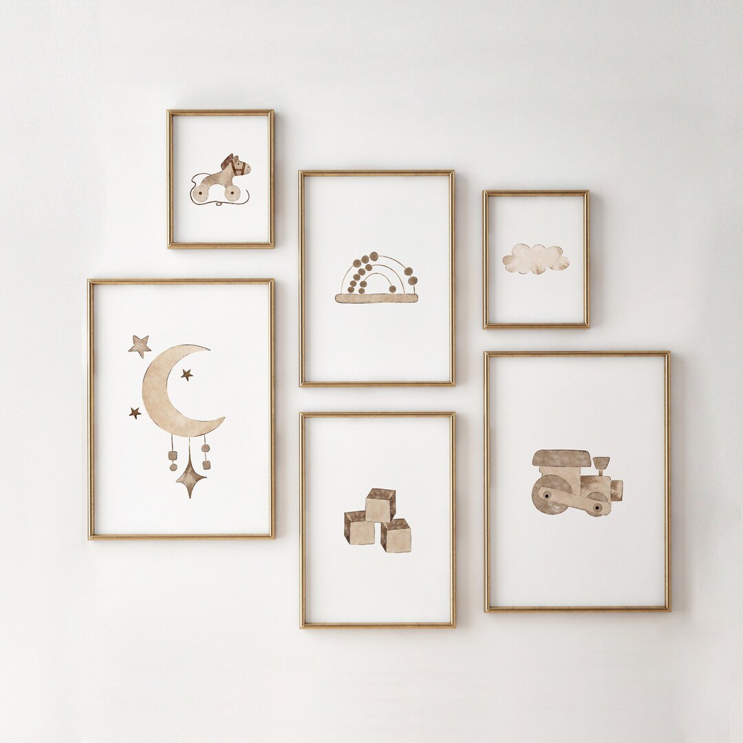 Set of 6 Nursery Prints | Printable Nursery Wall Art, Boho Nursery ...