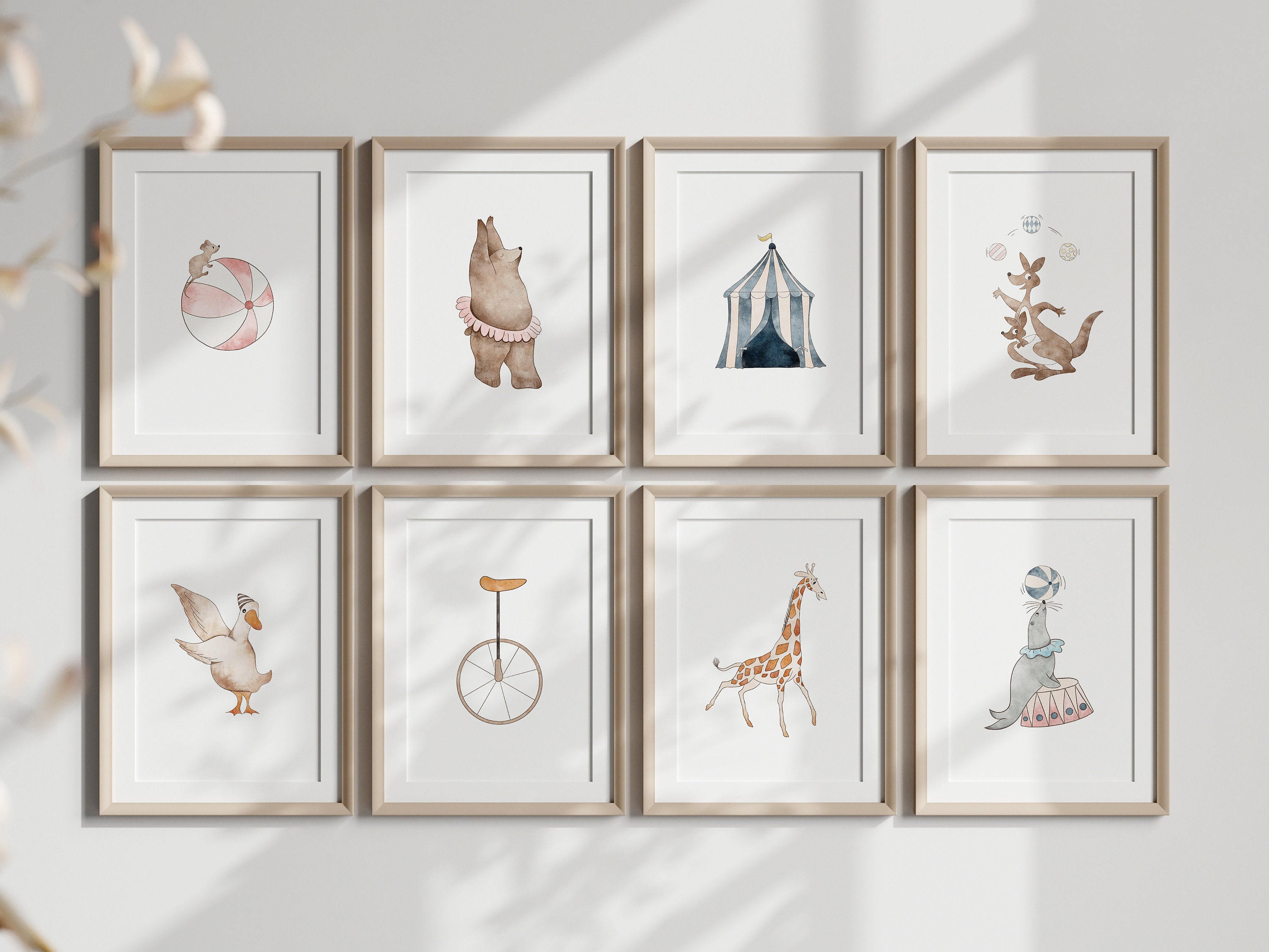 Set of 8 Circus Nursery Prints | Printable Wall Art, Nursery Wall Art ...