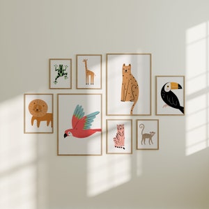 Set of 10 Jungle Themed Nursery Prints | Printable Animal Nursery Decor ...