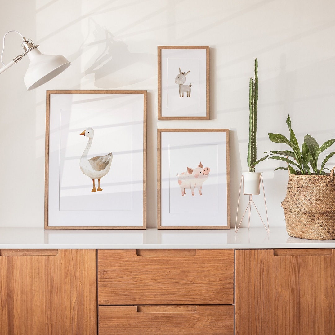Farm Animal Nursery Prints | Printable Set of 3 Boho Nursery Wall Art ...