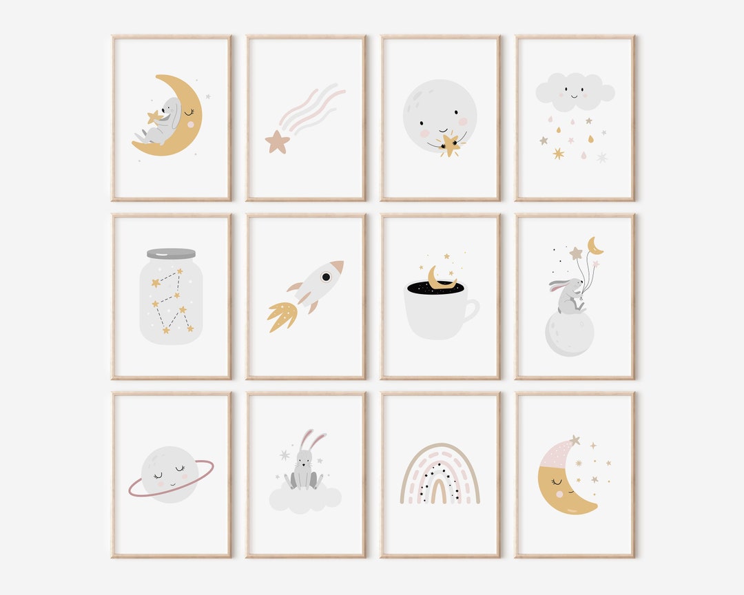 Space Nursery Prints, Set of Printable Space Themed Nursery Wall Art ...