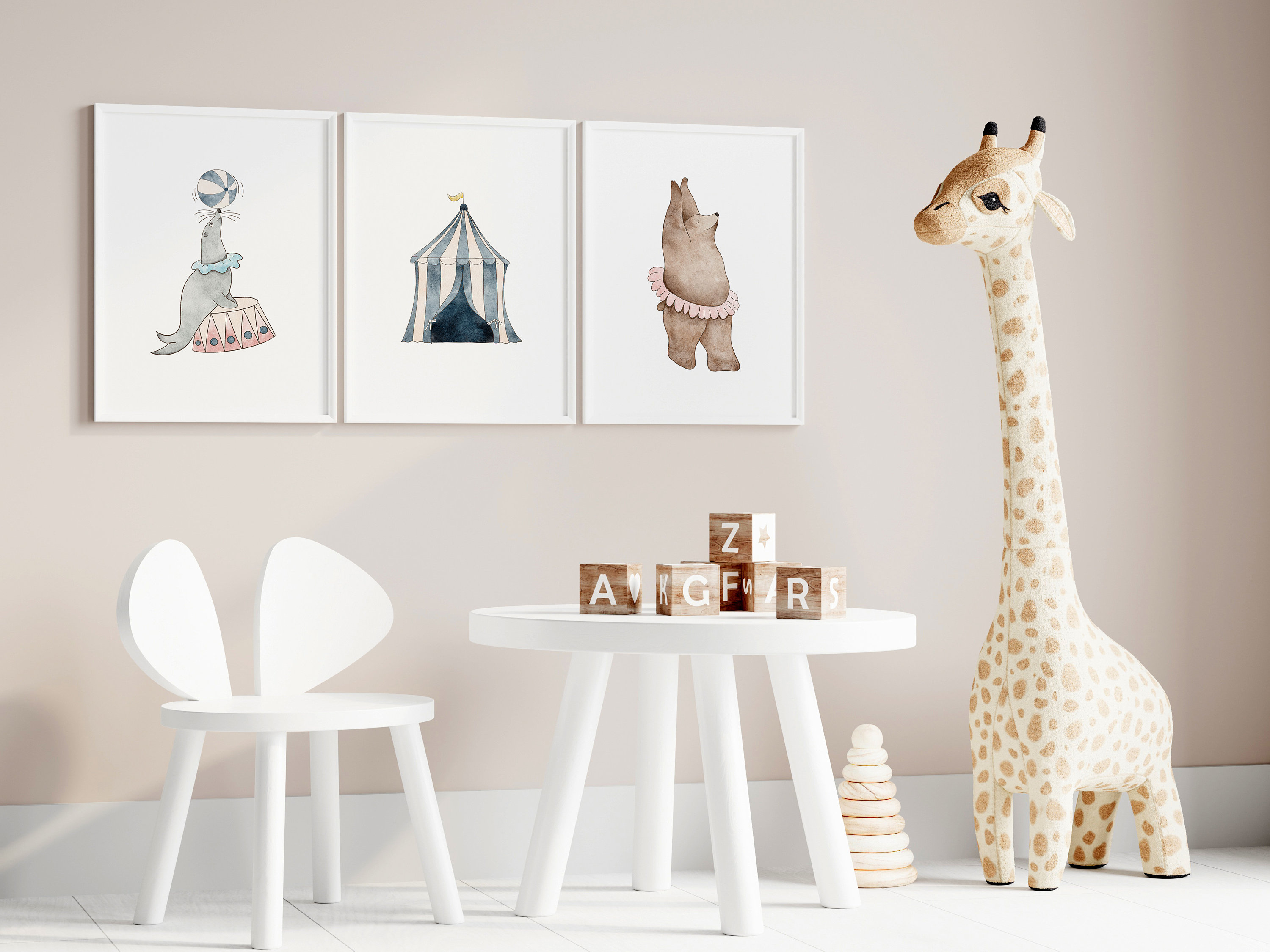 Circus Nursery Art Set of Three Prints, Circus Print 3 Piece Wall Art ...