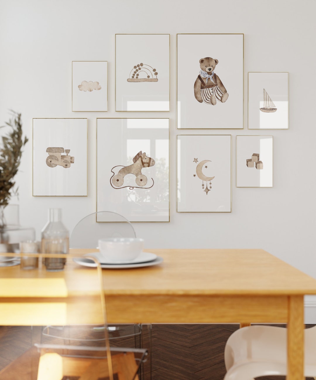 Set of 8 Nursery Prints | Printable Wall Art, Nursery Wall Art Set, Baby Boy Nursery Art ...