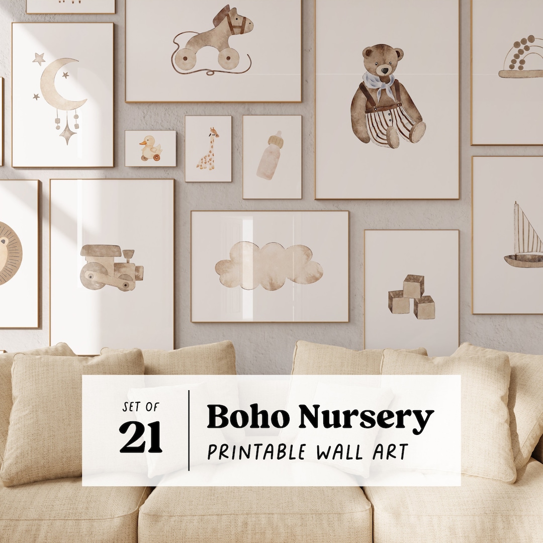 Set of Boho Nursery Prints | Printable Wall Art Bundle, Gender Neutral ...
