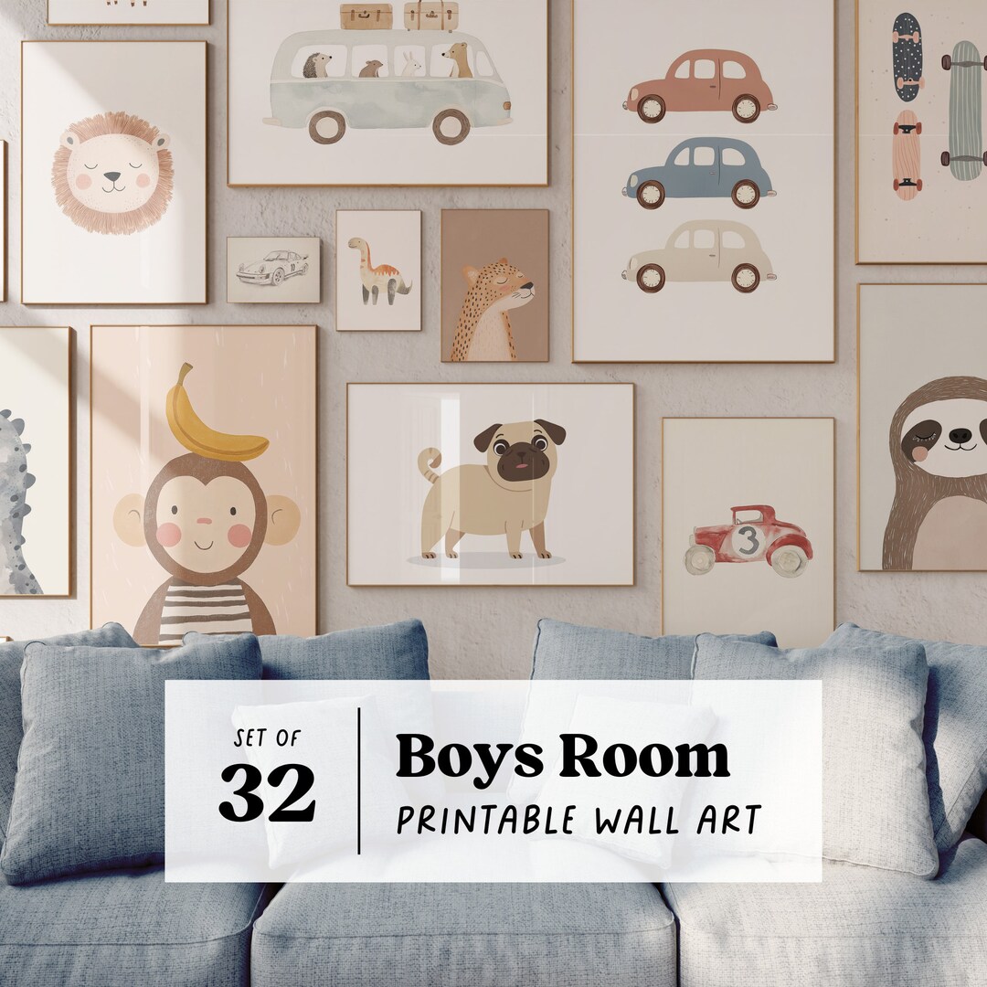 Boys Wall Art Bundle | Printable Nursery Decor Boy, Baby Boy Nursery ...