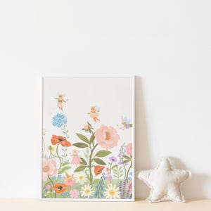 Fairy Garden Print | PRINTABLE Fairy Wall Art, Flower Fairy Art Print, Digital Girly Wall Art, Whimsical Nursery Girls Toddler Room Decor image 4